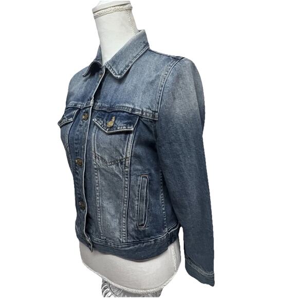 Madewell Womens Blue Stonewash Relaxed Denim Jean Trucker Button Up Jacket Small - Picture 3 of 11